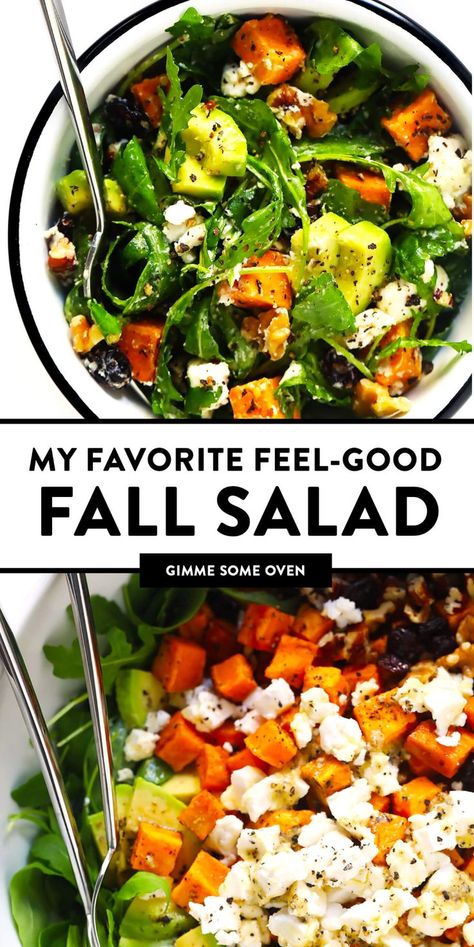 Autumn Salad Recipes, Fall Salad, Roasted Sweet Potato, One Pot Dinners, Salad Pasta, Autumn Salad, Fall Dinner Recipes, God Mat, Fall Dinner