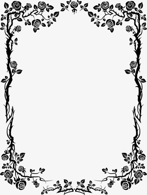 Black Border Png, Black Border Frame, Black Borders, Certificate Background, Flowers Frame, Frame Border Design, Page Borders Design, Gothic Rose, Halloween Fonts