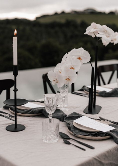 Tides Byron Estate & Du Jour Events - Travel Guide The Lane Wedding Inspo Romantic, Table S, The Lane, Modern Romance, Romantic Garden, White Orchids, Wedding Centerpiece, White Candles, Place Settings