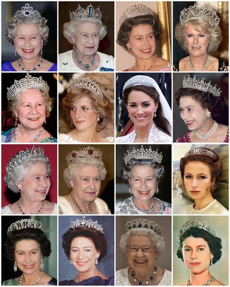 Queen Elizabeth Tiaras, Queen Elizabeth Jewels, British Royal Family Tree, Royal Family Jewels, Queen Elizabeth Photos, British Crown Jewels, Royal Family Trees, Royal Crown Jewels, Royal Family Pictures