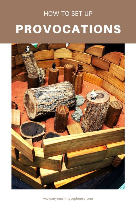 Outdoor Provocations Reggio Emilia, Provocation Ideas For Preschool, Reggio Inspired Dramatic Play Area, Infant Provocations Reggio Emilia, Nature Provocations Reggio Emilia, Prek Provocations, Preschool Provocations Ideas, Reggio Provocations Preschool, Land Based Learning