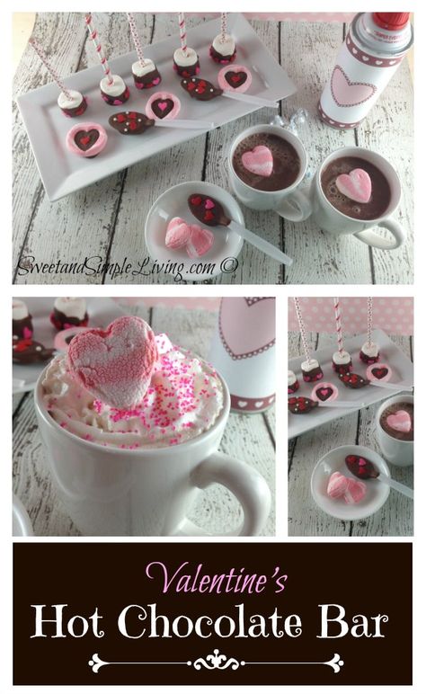 Welcome the family in our of the cold with this! Valentine’s Day Ideas: Hot Chocolate Bar from SweetandSimpleLiving.com Hot Chocolate Bar Party, Fun Valentines Day Ideas, Valentine Chocolate, Valentines Day Food, Hot Cocoa Bar, Valentine's Day Recipes, Chocolate Bomb, Cocoa Bar, Hot Chocolate Bars