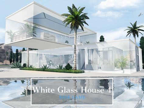 White Glass House, Sims 4 Modern House, Lotes The Sims 4, House Minimal, The Sims 4 Lots, Sims 4 House Building, Tiny House Layout, Sims 4 House Design, Casas The Sims 4