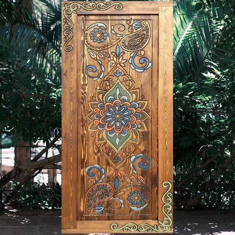 Custom Made Wooden Doors, Classic Single Door, Luxury Mandala Design Door Hand-painted , Custom Barn Doors, Front Doors, Pantry Doors - Etsy Custom Barn Doors, Pantry Doors, Design Door, Home Doors, House Projects, Front Doors, Barn Doors, Wooden Doors, Mandala Design