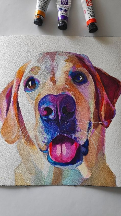 Dogs Watercolor, Watercolour And Pencil, Dog Watercolor Painting, Pet Portrait Paintings, Poster Color Painting, Labrador Art, Watercolor Dog Portrait, Dog Portraits Art, Watercolor Paintings Nature