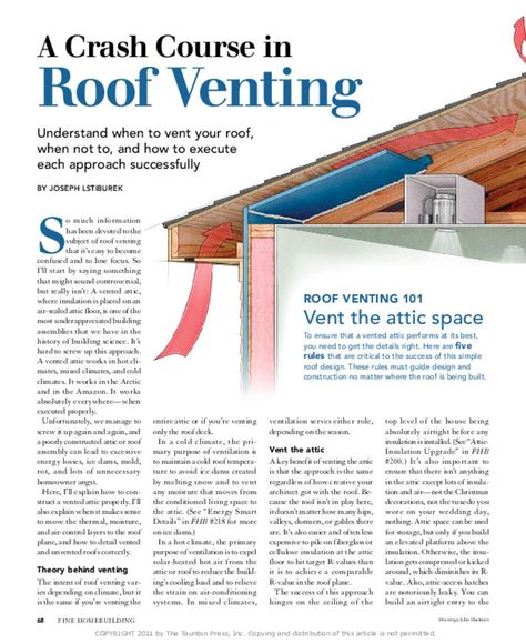 PA-1101: A Crash Course in Roof Venting | Building Science Corporation Attic Vents, Roof Ventilation, Roof Sheathing, Framing Construction, Attic Ventilation, Roof Insulation, Attic Insulation, Attic Flooring, Home Insulation