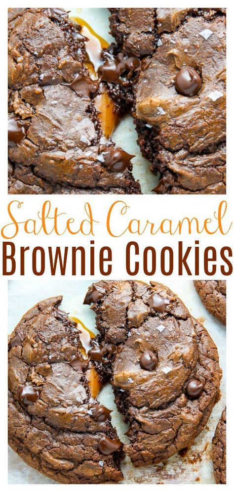 Soft Batch Salted Caramel Chocolate Fudge Cookies are pure decadence! They’re more brownie than cookie, and stuffed with a gooey pocket of caramel! Perfect for holiday Christmas cookie trays! Salted Caramel Chocolate Cookies We’re heading to Paris on Wednesday! The trip was originally just for a quick two-day conference, but after much debate, we’ve decided... Salted Caramel Chocolate Fudge, Salted Caramel Brownie, Soft Batch, Chocolate Fudge Cookies, Cookies Stuffed, Smores Dessert, Salted Caramel Brownies, Fudge Cookies, Recipes Chocolate