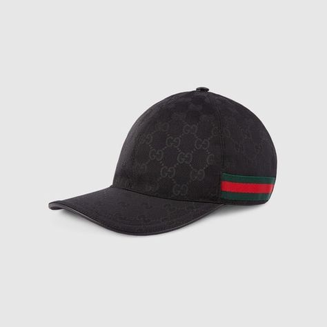 Black Original GG Canvas Baseball Hat With Web | GUCCI® UK Gucci Hat Outfit, Hat Outfit Men, Baseball Hat Outfit, Swag Hats, 100 Euro, Hat Outfit, Web Detail, Gucci Hat, Men Baseball Cap