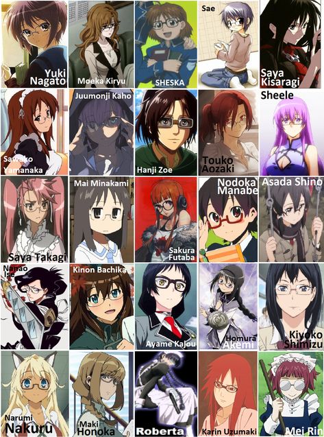 girls with glasses MEGANEKKO list Nerd Anime Female Glasses, Anime Female With Glasses, Anime Glasses Female, Cosplay With Glasses, Anime Nerd Glasses, Anime Cosplay Ideas Female, Anime Glasses, People With Glasses, Anime Cosplay Ideas