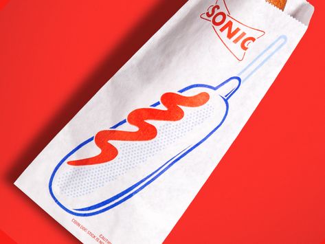 Corn Dog Packaging sonic drive-in fast food corn dog packaging Corn Dog Packaging, Corndog Packaging, Corndog Logo, Hot Dog Packaging, Dog Packaging, Korean Corn Dog Recipe, Korea Logo, Korean Corn, Stranger Things Tattoo