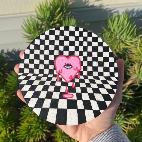 Trippy Record Painting, 3rd Eye Painting, Trippy Eye Painting, Trippy Acrylic Painting, Chameleon Terrarium, Vinyl Paintings, Skateboard Deck Art, Eyeball Art, Trippy Drawings