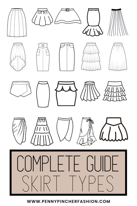 Types of Skirts - The Ultimate Guide to Skirt Types - Penny Pincher Fashion Skirt Types, Types Of Pleats, Penny Pincher Fashion, Ruffle Skirts, Godet Skirt, Sarong Skirt, Box Pleat Skirt, Penny Pincher, Paper Dress