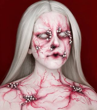 Halloweenský Makeup, Creepy Halloween Makeup, Special Fx Makeup, Face Paint Makeup, Face Art Makeup, Horror Makeup, Theatrical Makeup, Halloween Makeup Inspiration, Scary Makeup