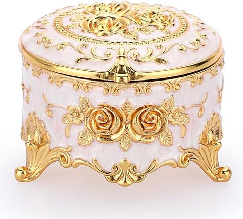 Amazon.com: Hipiwe Vintage Round Jewelry Box Small Trinket Storage Organizer Box Gold Metal Chest Ring Case Treasure Box Keepsake Box Earrings Necklace Storage Box Gift for Girl Women, Small : Clothing, Shoes & Jewelry Metal Chest, Trinket Storage, Ring Case, Necklace Storage, Vintage Jewelry Box, Tiny Treasures, Organiser Box, Treasure Boxes, Precious Jewelry