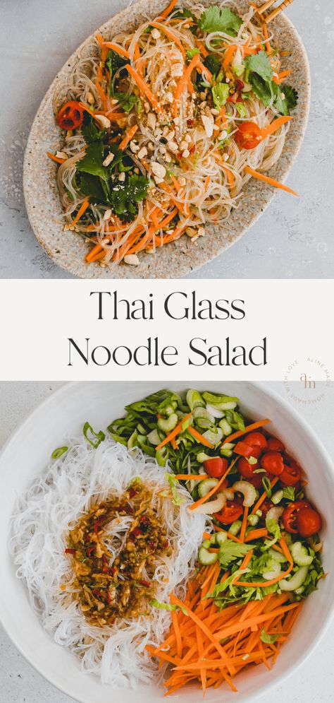 Thai Glass Noodle Salad with fresh vegetables! A delicious, crunchy, fresh, healthy, low-carb Asian salad that is quickly prepared! Yum Woon Sen, Thai Glass Noodle Salad, Glass Noodles Recipe, Thai Salad Recipes, Thai Noodle Salad, Glass Noodle Salad, Asian Noodle Salad, Low Carb Noodles, Noodle Salad Recipes