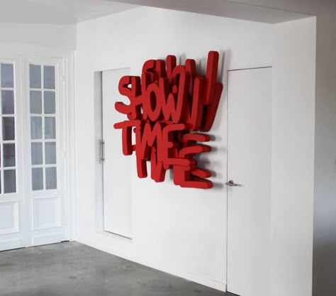 Show Time, Text Art, Art Sculptures, Exhibition Design, Wall Sculptures, 인테리어 디자인, Art Sculpture, Installation Art, Office Space