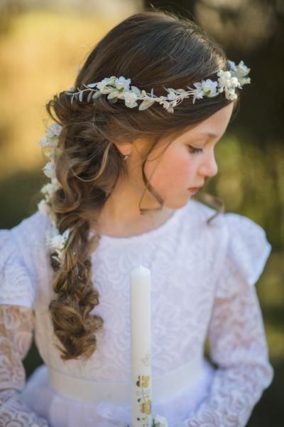 First Communion Hair, Communion Tiara, Communion Hair, First Communion Hairstyles, Flower Garland Hair, Communion Hairstyles, Handmade Flower Crown, Girl Hairdos, Hair Garland