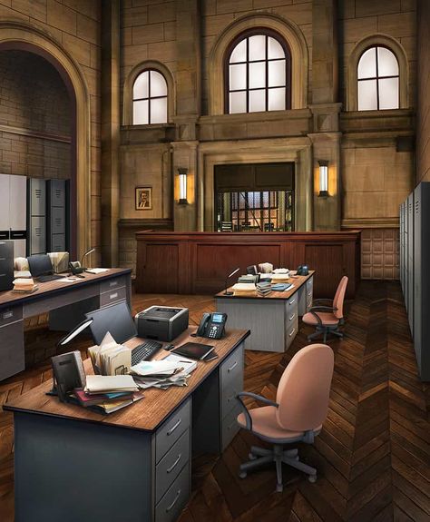 Anime Police Station Background, Police Department Office, Wattpad Background, Episode Interactive Backgrounds, Episode Backgrounds, Town Building, Office Background, Scenery Background, Power Hungry