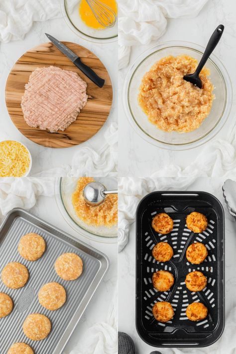 Simple and beyond easy, these Air Fryer Keto Chicken Nuggets are quick to prep and only require 3 simple ingredients! 3 Ingredient Chicken Nuggets Air Fryer, Keto Nuggets Air Fryer, Homemade Keto Chicken Nuggets, Low Carb Chicken Nuggets Air Fryer, Air Fry Chicken Nuggets Homemade, Keto Chicken Nuggets Ground Chicken, Diy Chicken Nuggets Air Fryer, Home Made Chicken Nuggets Air Fryer, Homemade Air Fryer Chicken Nuggets