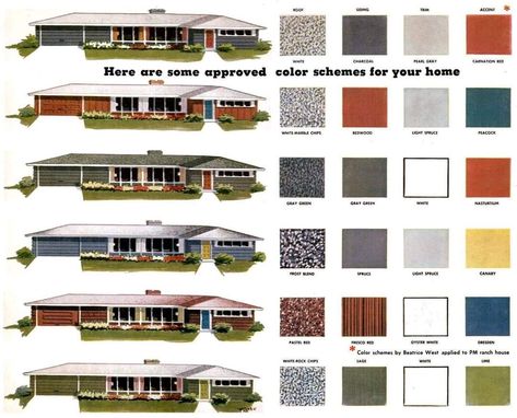 Mid Century Modern Exterior Paint Colors, Mid Century Modern Exterior Paint, Modern Exterior Paint Colors, Mid Century Color Palette, Exterior Paint Schemes, Mid Century Modern Exterior, Exterior Color Palette, Best Exterior Paint, Mid Century Exterior