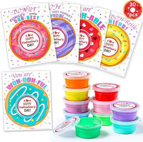 30 Pack Valentines Day Gifts for Kids Classroom - Kids Valentines Day Cards with playdough,Air Dry Clay,Party Favors for Kids,Valentines Exchange Gift for Girls Boys,Valentines Goody Bag Filler. #ad #valentine #valentines #valentinesday #valentinecards #valentinegift Clay Party Favors, Play Dough Valentine, Kids Valentines Day Cards, Sweet Puns, Valentines Day Gifts For Kids, Kids Valentines Day, Party Favors For Kids, Valentine's Day Gift Baskets, Diy Valentine's Cards