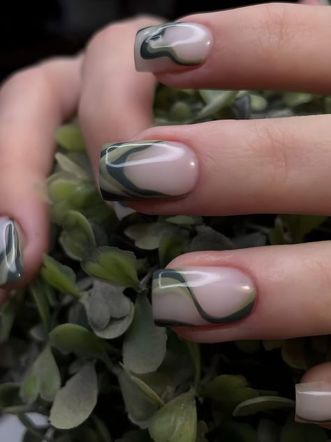 green little flora nails 🌿 Green Acrylic Nails With Flowers, French Tip Green, Acrylic Nails With Flowers, Short French Tip Acrylic Nails, Short French Tip, Acrylic Nails Short, Nails With Flowers, Green Acrylic Nails, French Tip Acrylic Nails