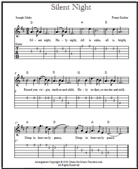 Silent Night chords and melody for guitar with guitar tabs and Silent Night lyrics, free! Silent Night Guitar Tab, Silent Night Guitar Chords, Silent Night Lyrics, Guitar Chord Sheet, Acoustic Guitar Pictures, Guitar Chords Chart, Songs With Chords, Tabs Guitar, Christmas Guitar