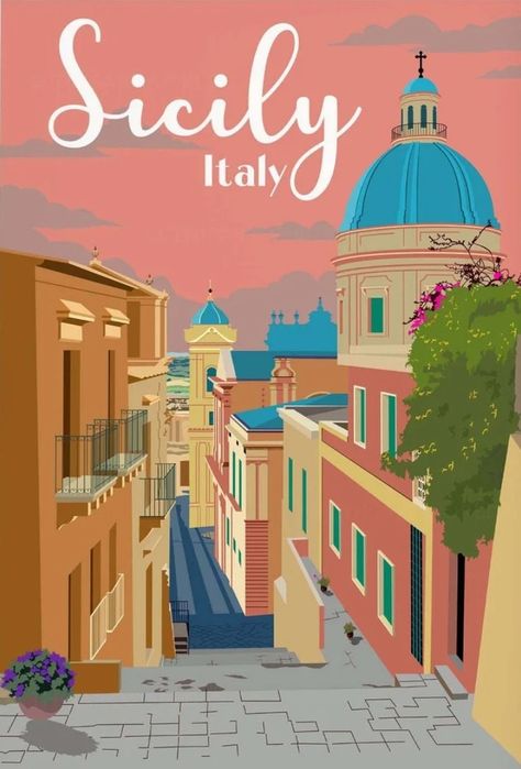 Vintage Travel Stickers, Vintage Italian Posters, Illustration Couple, Travel Clipart, Italy Art Print, Vintage Postcards Travel, Italian Posters, Italy Poster, Travel Poster Design