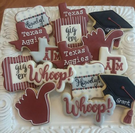 Tamu Graduation Party, Aggie Cookies Decorated, Texas A M Graduation Parties, A&m Graduation Party, Aggie Cookies, A&m Cookies Decorated, Graduation Koozies, Texas A&m Cake Graduation, Aggie Graduation Party