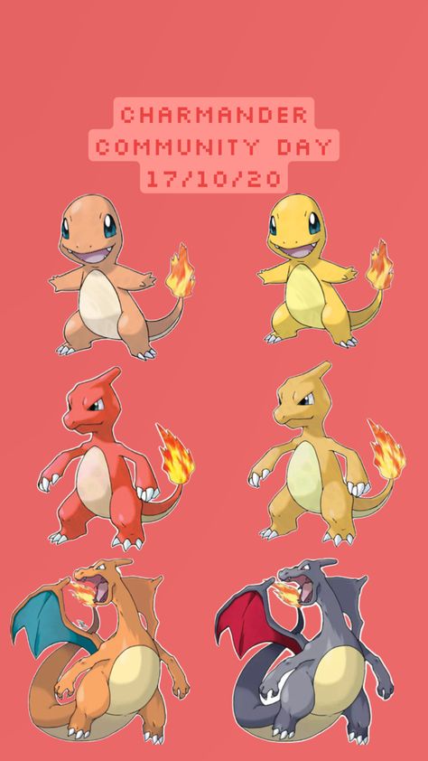 shiny charmander, shiny charmeleon, shiny charizard Shiny Charmander, Shiny Charizard, Charmeleon Pokemon, Pokemon, Character Design, 10 Things, Design, Pokémon