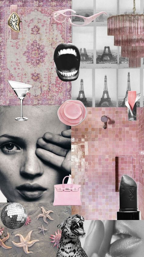 pink and grey collage Grey Collage, Pink And Grey Wallpaper, Printable Wall Collage, Powerful Art, Grey Wallpaper, Ipad Wallpaper, Wall Collage, Pink Grey, Vintage Pink