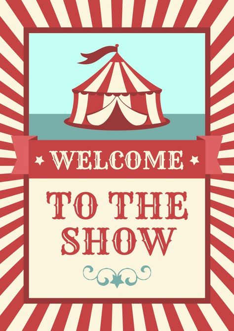 Welcome To The Circus Sign, Welcome To The Circus, Circus Signs, Football Posters, Football Signs, Children's Activities, Model Maker, Directional Signs, Circus Theme