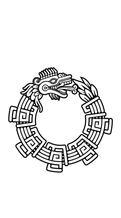 Mayans Tattoo Design, Mayan Drawings Art, Aztec Art Drawings Patterns, Quetzalcoatl Symbol, Aztec Calendar Tattoo Stencil, Aztec Drawing Easy, Mayan Aztec Art, Simple Aztec Tattoo, Maya Tattoo Mayan Symbols