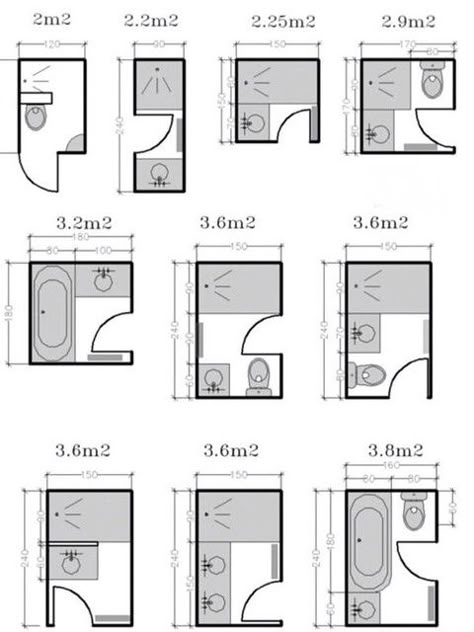 Small bathroom layouts, interior design | www.pickcomfort.co… | Flickr تصميم دورة مياه, Small Bathroom Floor Plans, Small Bathroom Plans, Bathroom Layout Plans, Small Full Bathroom, Small Bathroom Layout, Bathroom Dimensions, Bathroom Layouts, Bathroom Design Layout