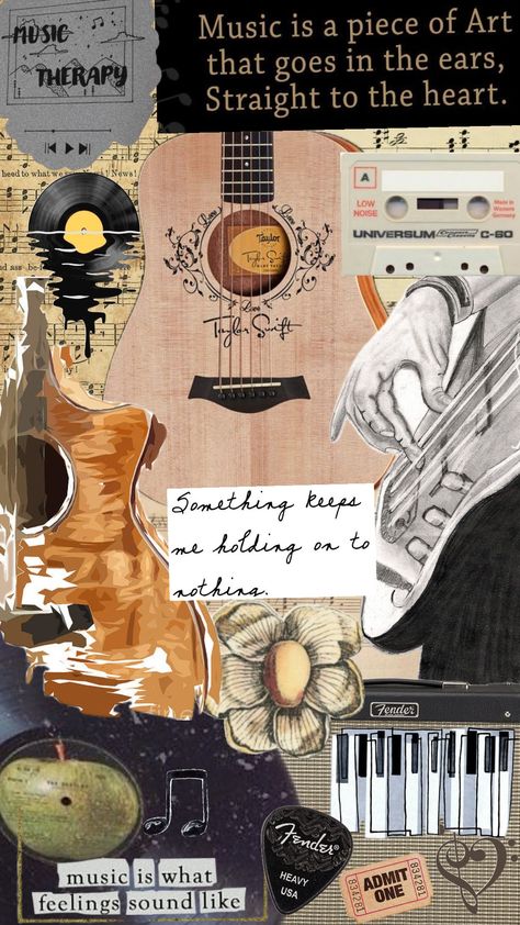 #music #guitar #musicsheets Retro Guitar Aesthetic, Guitar Collage, Teacher Wallpaper, Guitar Aesthetic, Diy Phone Case Design, Music Journal, Music Appreciation, Art Journal Cover, Guitar Lovers