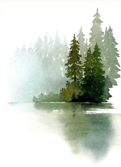 Evergreen Christmas, Tree Watercolor Painting, Learn Watercolor Painting, Watercolor Art Landscape, Christmas Illustrations, Watercolor Paintings For Beginners, Diy Watercolor Painting, Watercolor Paintings Easy, Watercolor Painting Techniques