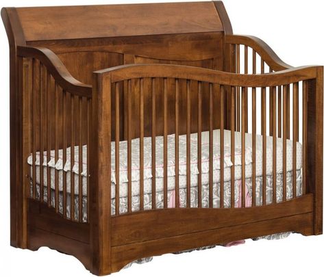 Curved panels, round spindles, and thick posts and top rails of the Pippa Baby Crib combine a Traditional, sleigh look with a Contemporary, modern twist. Wood Crib, Mattress Frame, Amish Furniture, Convertible Crib, Full Size Bed, Crib Mattress, Childrens Furniture, Growing Family, Kids Bedroom Decor