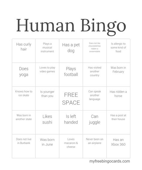 Bingo Ideas, Human Bingo, Printable Bingo Cards, Free Printable Bingo Cards, Bingo Card Template, Fourth Of July Crafts For Kids, Free Bingo Cards, Bingo For Kids, Bingo Template