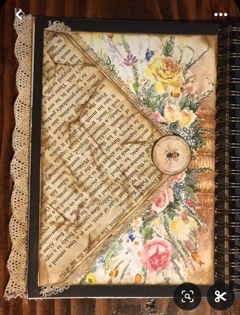 Vintage Journal Pages Ideas, Junk Journal Pages Ideas Layout, Homemade Journal, Journal Pockets, Handmade Journals Diy, Book Page Crafts, Book Page Art, Collage Art Projects, Diy Journal Books