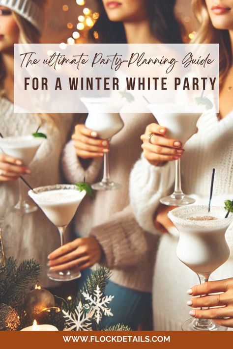 Discover step-by-step tips for creating a dreamy winter wonderland this holiday season. From festive decorations to cozy cocktails, this guide has everything you need to host an unforgettable Winter White party. Packed with Pinterest-worthy ideas, and inspiration for table settings, gift exchanges, and snowy ambiance, this post will ensure your celebration sparkles with style. Perfect for boosting your holiday spirit and engagement! Winter Party Food Ideas For Adults, Winter White Theme Party, Winter Parties Ideas, Winter White Party Decorations, January Party Ideas For Adults, Winter Party Ideas For Adults, Winter Party Themes For Adults, Winter Wonderland Party Decor, Mid Winter Christmas Party