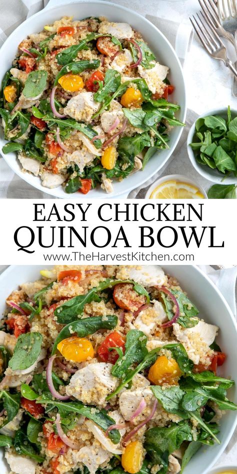 Easy Meal Prep Dinners, Lemon Chicken Quinoa, Quinoa Salad Recipes Healthy, Chicken Quinoa Recipes, Chicken Quinoa Bowl, Prep Dinners, Chicken Quinoa Salad, Lemon Garlic Butter Sauce, Bowls Recipes