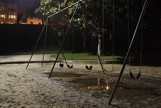 Dolores Park Swingset at Night | Lindsay Schwallie | Flickr Night Park Background, Park Swings, Park Playground, Dark Places, Swing Set, Life Is Hard, Dark Night, Friends Photography, Porch Swing