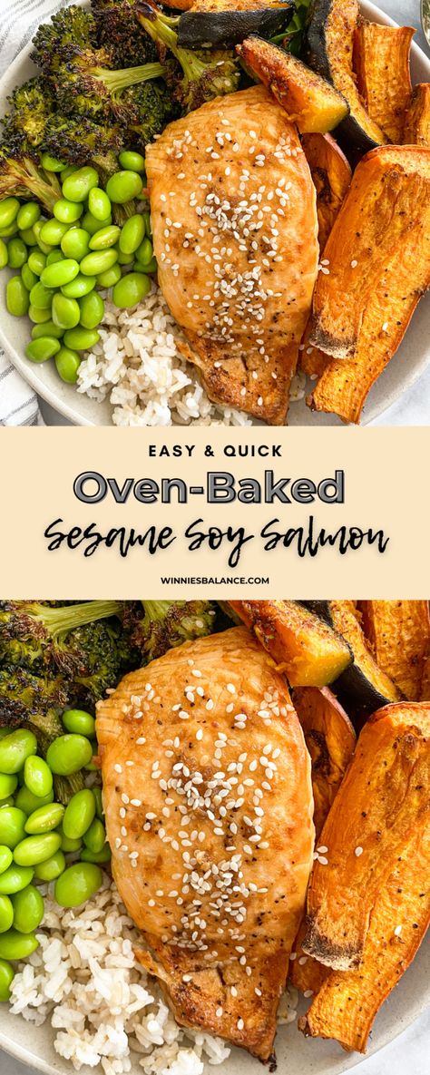 Red Lobster Sesame Soy Salmon Bowl, Sesame Salmon Recipes, Red Lobster Salmon Bowl, Sesame Soy Salmon Bowl, Baked Salmon Bowl, Sesame Soy Salmon, Salmon Recipe Pan, Soy Salmon, Myfitnesspal Recipes