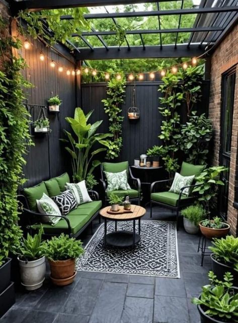 Summer Patio Aesthetic, Moody Patio, Indoor Patio Ideas, Narrow Patio Ideas, Tiny Patio Ideas, Condo Patio, Cozy Patio Ideas, Small Patio Ideas Townhouse, Apartment Porch