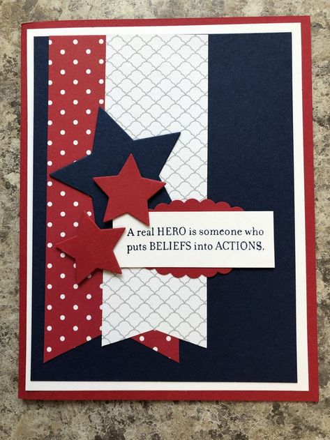 Fourth Of July Cards Handmade, Veterans Day Cards Handmade, 4th Of July Cards Handmade, Veterans Cards, Patriotic Christmas Cards, Military Scrapbook, Independence Day Card, Patriotic Cards, Honor Flight