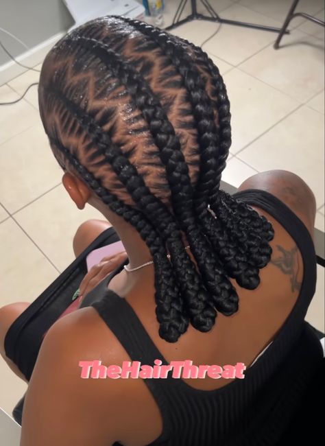 Design Scalp Braids, Straight Back Feed In Braids With Edges, Scalp Braids Designs For Black Women, Unique Cornrows For Black Women, Stitch Braiding Styles, 2 Cornrow Hairstyles, Feedin Braids Straight Back Design, Barrel Twist Braids, Scalp Braid Styles