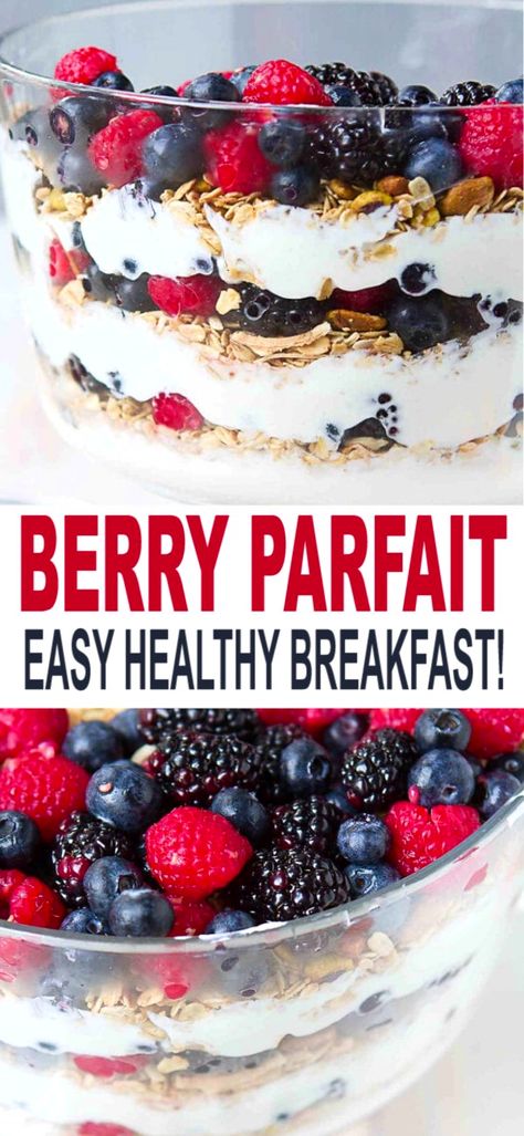 Parfait Trifle, Breakfast Trifle, Parfait Yogurt, Berry Yogurt Parfait, Breakfast Yogurt Parfait, Breakfast Potluck, Breakfast Dessert Recipes, Breakfast Parfait, Thanksgiving Brunch