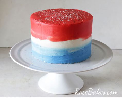 Patriotic Cake, Fourth Of July Cakes, Striped Cake, 4th Of July Cake, 4th Of July Desserts, Blue Cakes, July Birthday, Cake Decorating Tutorials, 4th Of July Party