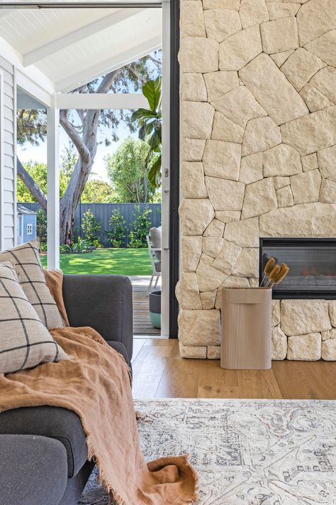 Our Shell Limestone as an interior feature wall at this stunning Klemm Homes residence in Millswood, South Australia. Images: Logic Films Australia Build: Klemm Homes Interior Feature Wall, Limestone Wall, Natural Stone Wall, South Australia, Stone Wall, Marine Life, Feature Wall, Tumbling, Logic