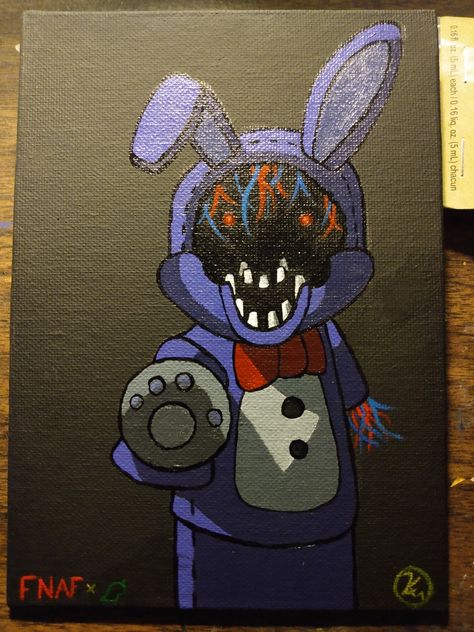 Fnaf Painting Ideas, Fnaf Canvas Painting, Fnaf Painting, Painting Ideas On Canvas Horror, Horror Acrylic Painting Ideas, Gore Canvas Painting, Cartoon Painting, Easy Canvas Art, Beauty Art Drawings